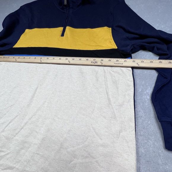 CLUB ROOM STRIPED FLEECE HALF ZIP MOCK NECK SWEATER MEN’S LARGE GRAY/WHITE NWT - Picture 6 of 10